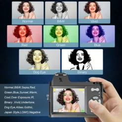 4K HD Digital Camera Retro Non-Slip Grip 1500mAH Lithium Battery Timer Shooting Portable ABS Material for Beginners Family & Travel Audio Alarm USB/Battery Powered