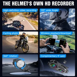 4K HD shooting all-in-one motorcycle intercom helmet dash cam bluetooth headset