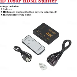 4K 2K 3x1 HDMI Cable Splitter HD 1080P Video Switcher Adapter 3 Input 1 Output Port HDMI Hub for Xbox PS4 DVD HDTV PC Laptop TV