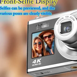 4k Optical Zoom Digital Camera Point and Shoot Digicam with Dual Display Compact Travel Camera