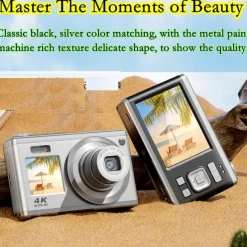 4k Optical Zoom Digital Camera Point and Shoot Digicam with Dual Display Compact Travel Camera