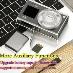 4k Optical Zoom Digital Camera Point and Shoot Digicam with Dual Display Compact Travel Camera