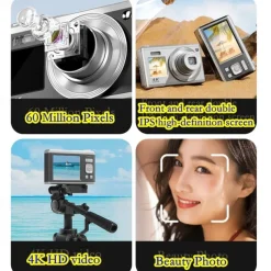 4k Optical Zoom Digital Camera Point and Shoot Digicam with Dual Display Compact Travel Camera