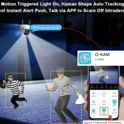 2K Pan Tilt 360 Solar-Powered Outdoor Wireless Security Camera with 3MP Color Night Vision 2-Way Talk Motion Detection IP66 Waterproof