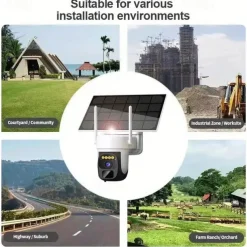 2K Pan Tilt 360 Solar-Powered Outdoor Wireless Security Camera with 3MP Color Night Vision 2-Way Talk Motion Detection IP66 Waterproof