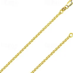 14k solid gold italian yellow gold 1.5mm flat open wheat link chain necklace- made in italy-14 karat with lobster claw clasp include gift box with order 18.5 inches
