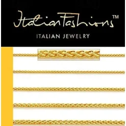 14k solid gold italian yellow gold 1.5mm flat open wheat link chain necklace- made in italy-14 karat with lobster claw clasp include gift box with order 18.5 inches
