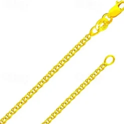 14k solid gold italian yellow gold 1.5mm flat open wheat link chain necklace- made in italy-14 karat with lobster claw clasp include gift box with order 18.5 inches
