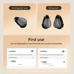 K20 True Wireless Headphones TWS Earbuds Ear Clip Bluetooth 5.3 Sports Stereo Fast Charging for Apple Samsung Huawei Xiaomi MI Yoga Fitness Gym Workout Mobile Phone