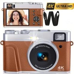 4K UHD Point and Shoot Camera Digicam with Auto Focus Compact Digital Camera Travel Camera with Auto Focus 48MP Vlogging Camera