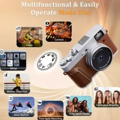 4K UHD Point and Shoot Camera Digicam with Auto Focus Compact Digital Camera Travel Camera with Auto Focus 48MP Vlogging Camera