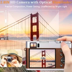 4K UHD Point and Shoot Camera Digicam with Auto Focus Compact Digital Camera Travel Camera with Auto Focus 48MP Vlogging Camera