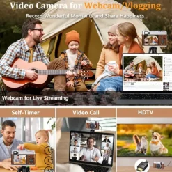 4K UHD Point and Shoot Camera Digicam with Auto Focus Compact Digital Camera Travel Camera with Auto Focus 48MP Vlogging Camera