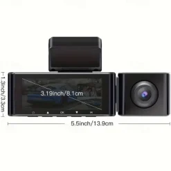 4K Ultra HD 3-Channel Car Recorder 2K1080P1080P inside front and rear 3.19-inch IPS screen Super Night Vision Built-in 5G WiFi and GPS Rear Camera Mirror Flip Function 24-Hour Parking Mode