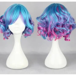 Kadiya Cosplay Wig Short Curly Colorful Lolita Zipper Cosplay Party Hair Halloween Wigs