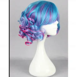 Kadiya Cosplay Wig Short Curly Colorful Lolita Zipper Cosplay Party Hair Halloween Wigs