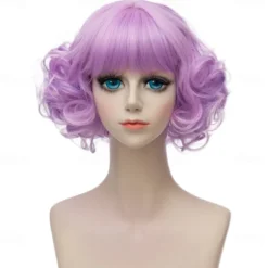 Kadiya Cosplay Wig Short Curly Colorful Lolita Zipper Cosplay Party Hair Halloween Wigs