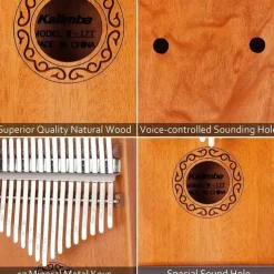 Kalimba Thumb Piano Portable 17 Keys Mbira Finger Piano with Tune Hammer and Study Instruction Musical Instruments Birthday Gift for Kid Adult Beginners Professional
