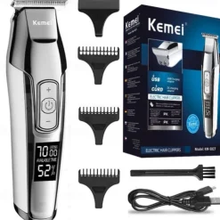 Kemei Hair Clipper Beard Trimmer Professional for Men Adjustable Speed LED Digital Carving Clippers Electric Razor KM-5027