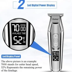 Kemei Hair Clipper Beard Trimmer Professional for Men Adjustable Speed LED Digital Carving Clippers Electric Razor KM-5027