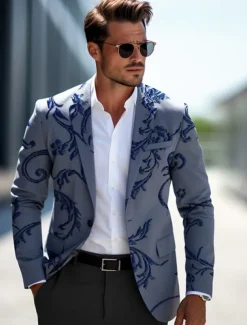 kentucky derby Men's Floral Long Sleeve Turndown Business Work Wear to work Going out Buttons Print Multi Pocket