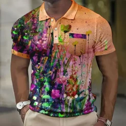 Kentucky Derby Men's Graphic Prints Waffle Polo Shirts Polo Shirts Lapel Polo Short Sleeve Polo Shirts Turndown Fashion Designer Casual Outdoor Street Casual Daily Print Summer Spring Blue-Green Blue