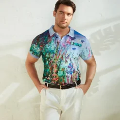 Kentucky Derby Men's Graphic Prints Waffle Polo Shirts Polo Shirts Lapel Polo Short Sleeve Polo Shirts Turndown Fashion Designer Casual Outdoor Street Casual Daily Print Summer Spring Blue-Green Blue