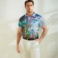 Kentucky Derby Men's Graphic Prints Waffle Polo Shirts Polo Shirts Lapel Polo Short Sleeve Polo Shirts Turndown Fashion Designer Casual Outdoor Street Casual Daily Print Summer Spring Blue-Green Blue