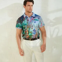 Kentucky Derby Men's Graphic Prints Waffle Polo Shirts Polo Shirts Lapel Polo Short Sleeve Polo Shirts Turndown Fashion Designer Casual Outdoor Street Casual Daily Print Summer Spring Blue-Green Blue