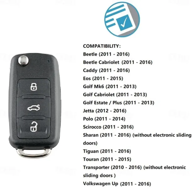 Key Fob Keyless Entry Remote Car Key Replacement 3 Buttons for Volkswagen Golf MK6 Polo Beetle Caddy Cars