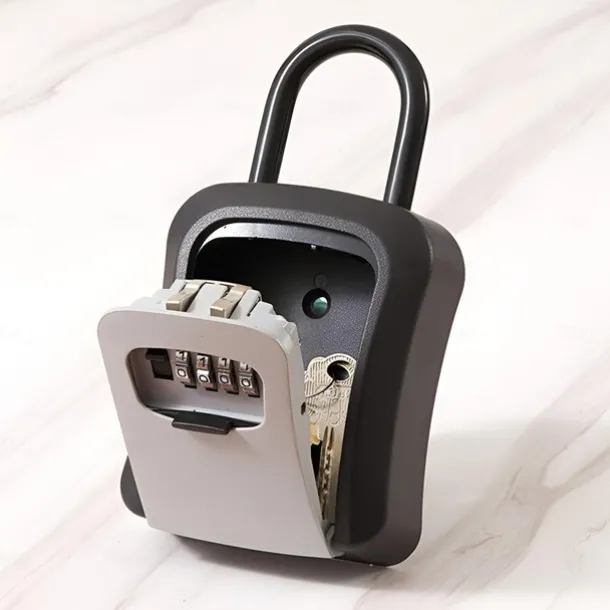 Key Storage Box Key Safe Key Lock Box Outdoor Waterproof 4-Digit Combination Key Storage Key Safe Outdoor Wall Mounted Hook