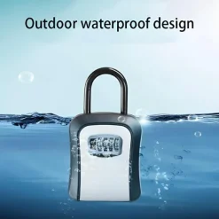Key Storage Box Key Safe Key Lock Box Outdoor Waterproof 4-Digit Combination Key Storage Key Safe Outdoor Wall Mounted Hook
