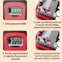 Key Storage Box Key Safe Key Lock Box Outdoor Waterproof 4-Digit Combination Key Storage Key Safe Outdoor Wall Mounted Hook