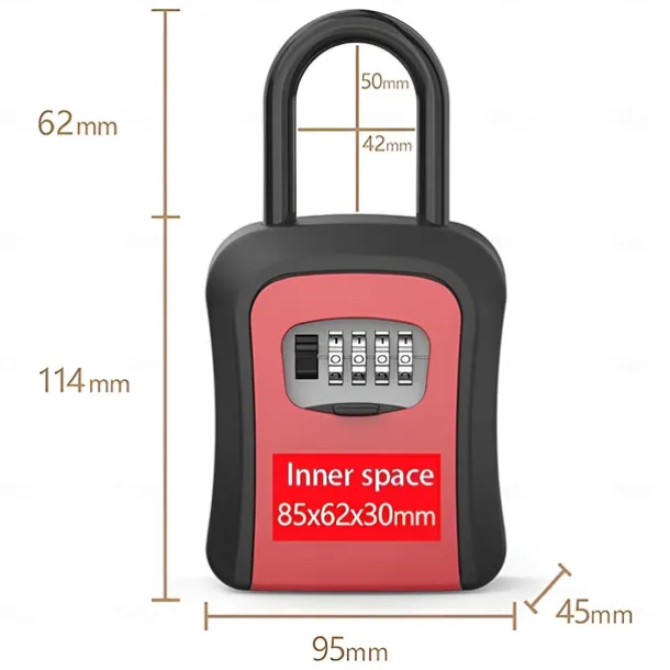 Key Storage Box Key Safe Key Lock Box Outdoor Waterproof 4-Digit Combination Key Storage Key Safe Outdoor Wall Mounted Hook