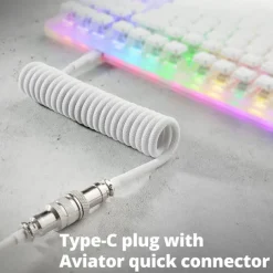 Keyboard Coiled USB C Cable for Gaming Keyboard Double-Sleeved Mechanical Keyboard Cable with Detachable Metal Aviator 1.5M USB-C to USB-A