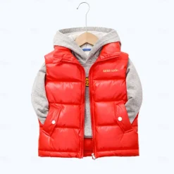 Kid Boy and Girl Puffer Vest Outerwear Basic Plain Sleeveless Winter Coat Black Gray Pink Daily Outdoor 3-13 Years