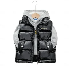 Kid Boy and Girl Puffer Vest Outerwear Basic Plain Sleeveless Winter Coat Black Gray Pink Daily Outdoor 3-13 Years