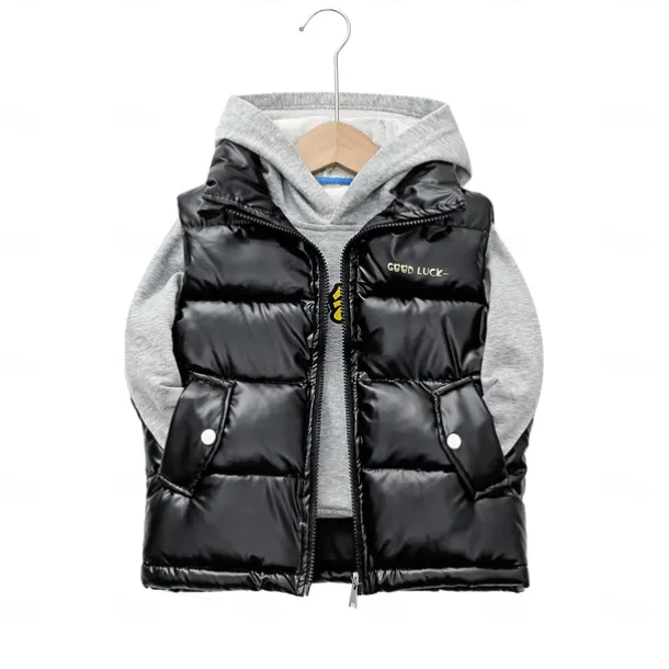 Kid Boy and Girl Puffer Vest Outerwear Basic Plain Sleeveless Winter Coat Black Gray Pink Daily Outdoor 3-13 Years