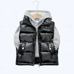 Kid Boy and Girl Puffer Vest Outerwear Basic Plain Sleeveless Winter Coat Black Gray Pink Daily Outdoor 3-13 Years