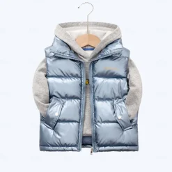 Kid Boy and Girl Puffer Vest Outerwear Basic Plain Sleeveless Winter Coat Black Gray Pink Daily Outdoor 3-13 Years