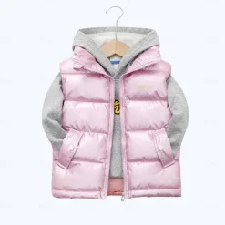 Kid Boy and Girl Puffer Vest Outerwear Basic Plain Sleeveless Winter Coat Black Gray Pink Daily Outdoor 3-13 Years