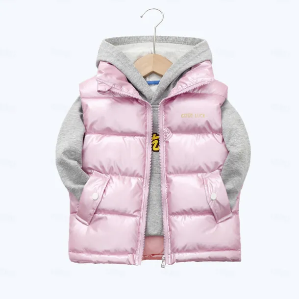 Kid Boy and Girl Puffer Vest Outerwear Basic Plain Sleeveless Winter Coat Black Gray Pink Daily Outdoor 3-13 Years