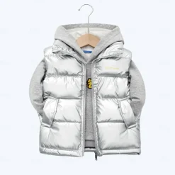 Kid Boy and Girl Puffer Vest Outerwear Basic Plain Sleeveless Winter Coat Black Gray Pink Daily Outdoor 3-13 Years