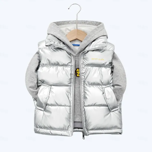 Kid Boy and Girl Puffer Vest Outerwear Basic Plain Sleeveless Winter Coat Black Gray Pink Daily Outdoor 3-13 Years