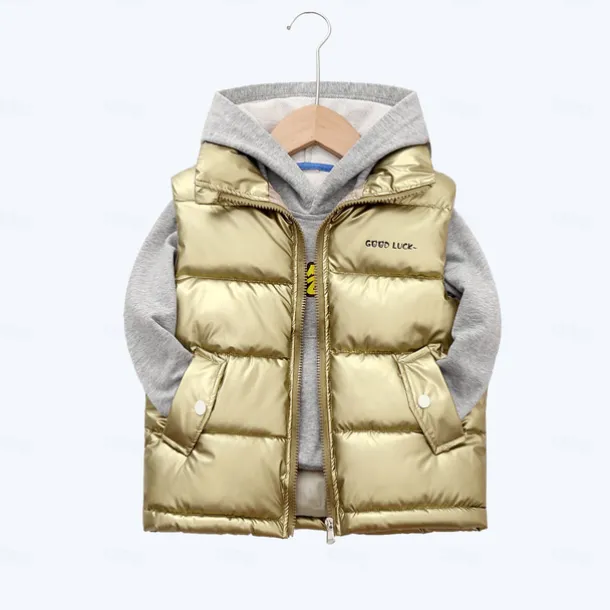 Kid Boy and Girl Puffer Vest Outerwear Basic Plain Sleeveless Winter Coat Black Gray Pink Daily Outdoor 3-13 Years