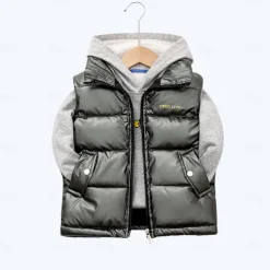 Kid Boy and Girl Puffer Vest Outerwear Basic Plain Sleeveless Winter Coat Black Gray Pink Daily Outdoor 3-13 Years