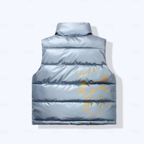 Kid Boy and Girl Puffer Vest Outerwear Basic Plain Sleeveless Winter Coat Black Gray Pink Daily Outdoor 3-13 Years