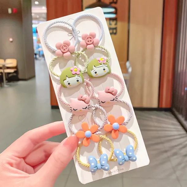 Kids / Toddler Girls' Hair Rope Cartoon Ten-Piece Cute Hair Rope Double Ponytail Hair Tie Girls High Elastic Rubber Band Hair Accessories