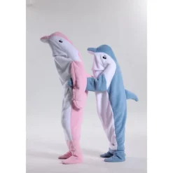 Kid's Adults' Animal Group Costume Onesie Costume Carnival Costume Shark Cartoon Dolphin Onesie Pajamas Kigurumi Pajamas Charm Funny Costume For Men and Women Boys and Girls Carnival Cartoon