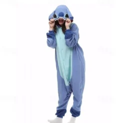 Kid's Adults' Animal Onesie Costume Carnival Costume Cartoon Blue Monster Onesie Pajamas Kigurumi Pajamas Charm Funny Costume For Men's Women's Boys Carnival Cartoon